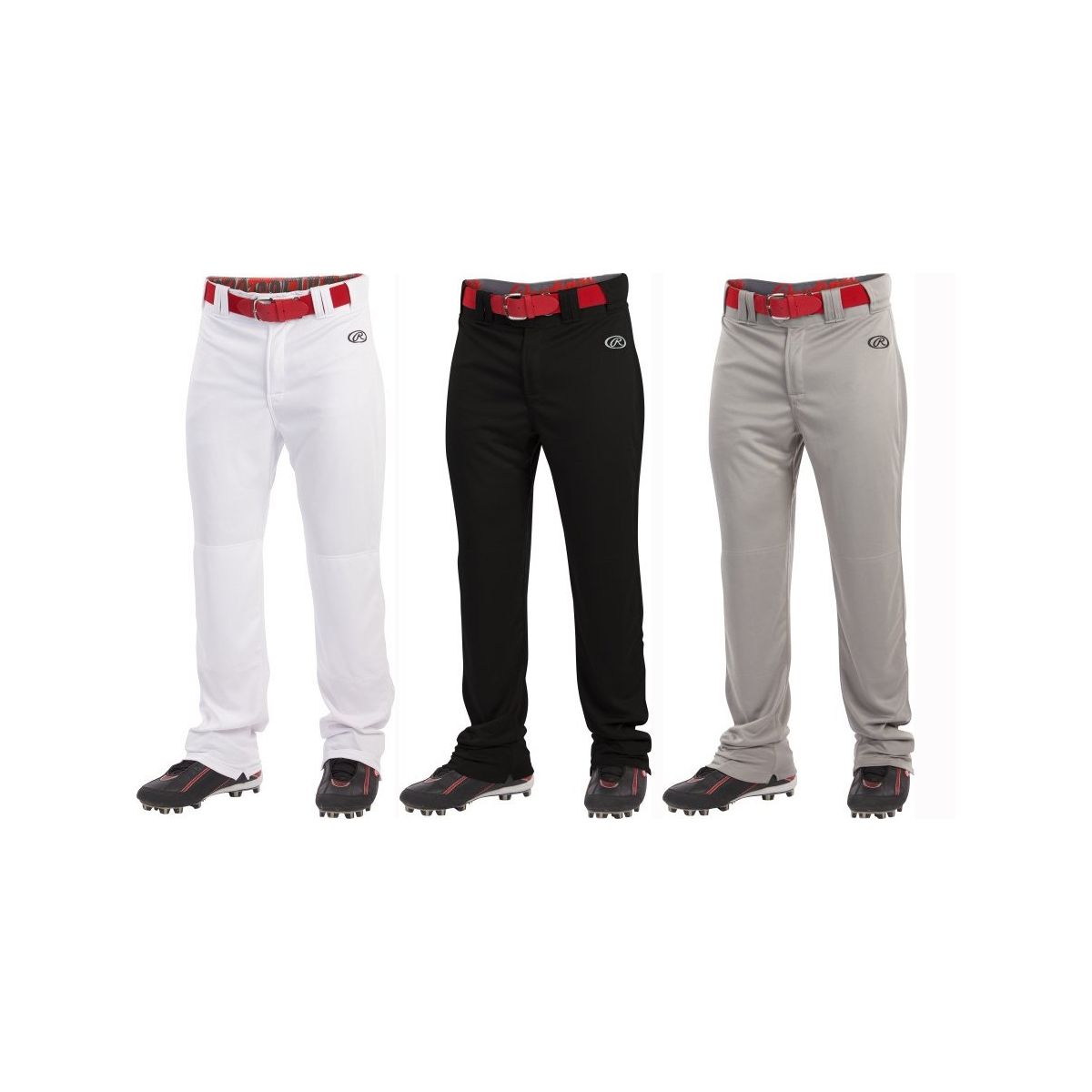 Rawlings Launch Adult Hemmed Relaxed Fit Open Bottom Baseball Pants White Grey 